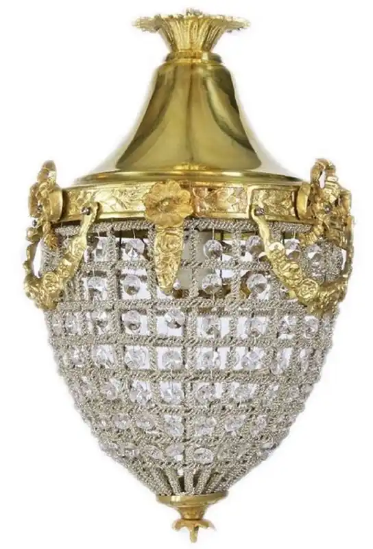 Casa Padrino lampe suspendue cristal baroque or Ø 25 x H. 35 cm - Lampe suspension ronde de style baroque - Luminaires Baroques - Nobles et Magnifiques Echt