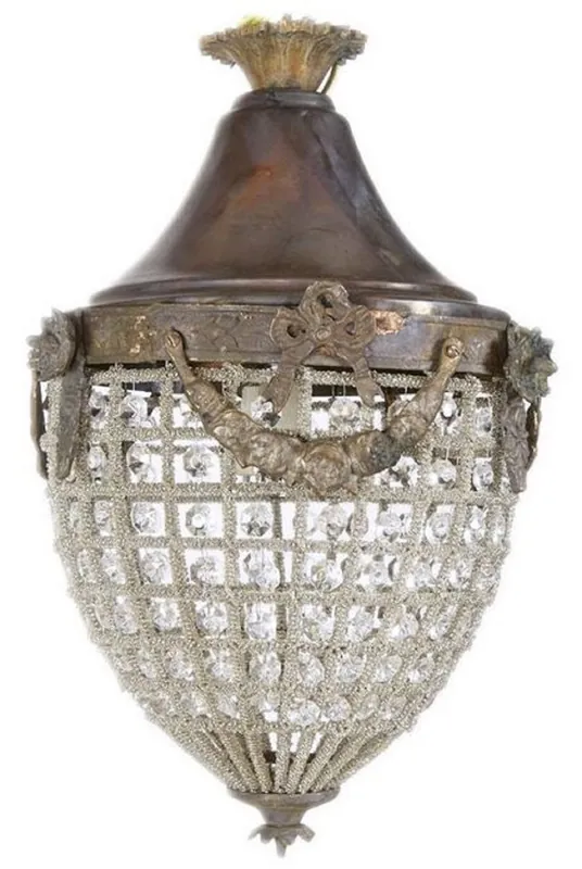 Preis Gesenkt Casa Padrino lampe suspendue cristal baroque oxydé Ø 25 x H. 35 cm - Lampe suspension ronde de style baroque - Luminaires Baroques - Nobles et Magnifiques