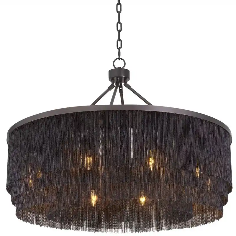Casa Padrino lustre de luxe en acier de luxe bronze Ø 90 x H. 61 cm - Lustre Rond pour Hôtel et Restaurant - Qualité de Luxe Heißes Angebot
