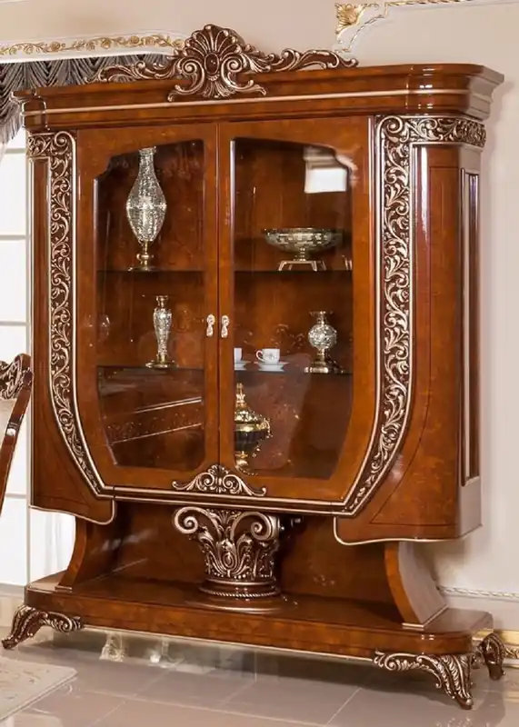 Casa Padrino vitrine baroque de luxe marron / bronze - Magnifique vitrine en bois massif avec 2 portes vitrées - Mobilier Baroque Fait Main - Noble & Magnifique Neuheit