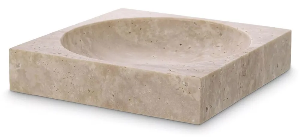 Kracherpreis Casa Padrino bol de luxe beige 25 x 25 x H. 5 cm - Bol décoratif moderne en pierre naturelle de travertin de haute qualité - Accessoires de Décoration Hôtel & Restaurant - Qualité de Luxe