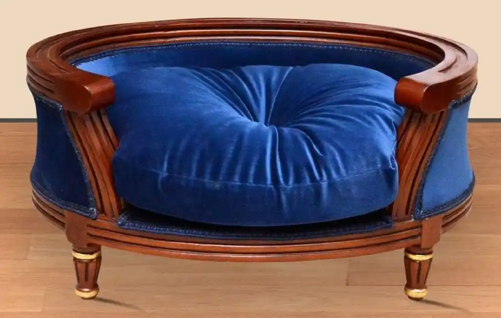 Schnäppchen Casa Padrino lit pour chien baroque bleu royal / marron / or - Mobilier baroque pour chien - Mobilier baroque pour animaux de compagnie - Mobilier de style baroque