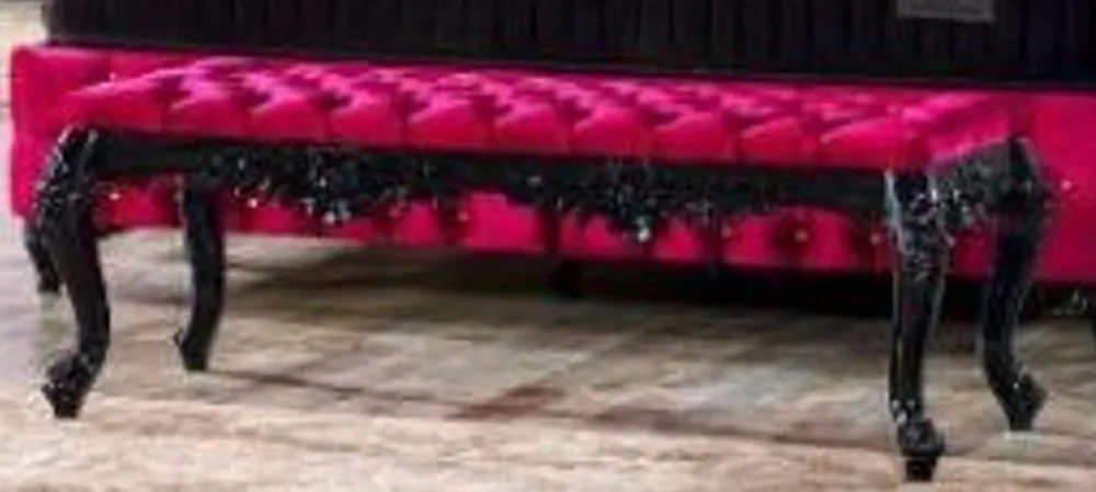 Angebot Casa Padrino banc baroque rose / noir - Banc en bois massif capitonné de velours fin - Meuble baroque fait main - Noble & Magnifique