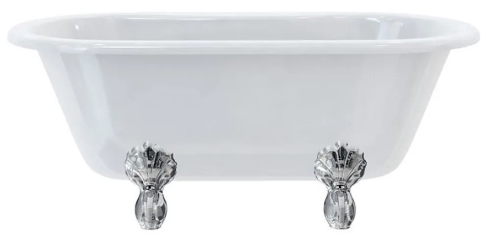 Jetzt Kaufen Casa Padrino baignoire Art Nouveau de luxe blanc / argent 150 x 75 x H. 63,5 cm - Baignoire îlot rétro en acrylique - Mobilier de salle de bain rétro