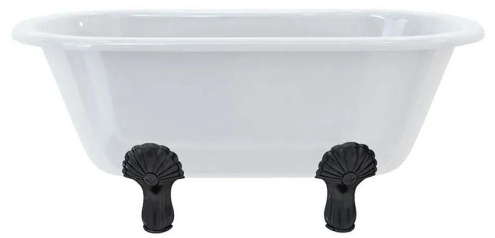 Casa Padrino baignoire Art Nouveau de luxe blanc / noir 150 x 75 x H. 63,5 cm - Baignoire îlot rétro en acrylique - Mobilier de salle de bain rétro Echt