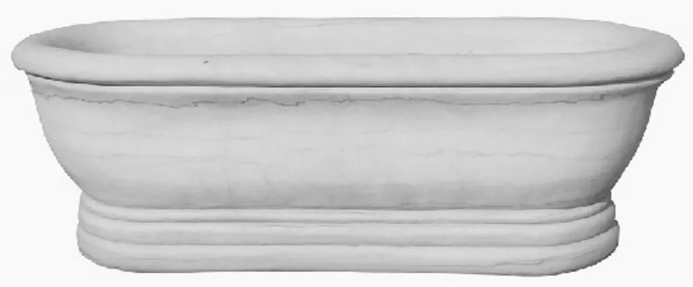 Finale Aktion Casa Padrino baignoire baroque de luxe blanc 160 x 88 x H. 53 cm - Baignoire autoportante en marbre - Accessoires de salle de bain baroque - Noble & Magnifique