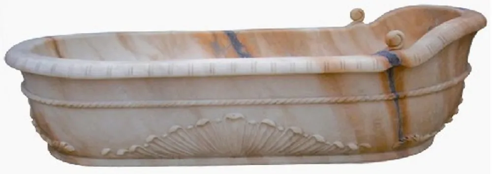 Casa Padrino baignoire baroque de luxe rouge coucher de soleil 180 cm - Baignoire autoportante en marbre - Accessoires de salle de bain baroque - Noble & Magnifique Neuheit