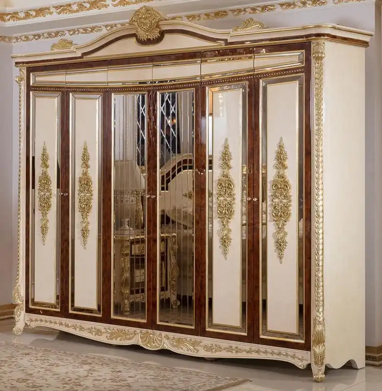 Schneller Versand Casa Padrino armoire de chambre baroque de luxe blanc / beige / marron / or - Magnifique armoire en bois massif de style baroque - Mobilier de chambre et d'hôtel baroque - Noble et Magnifique