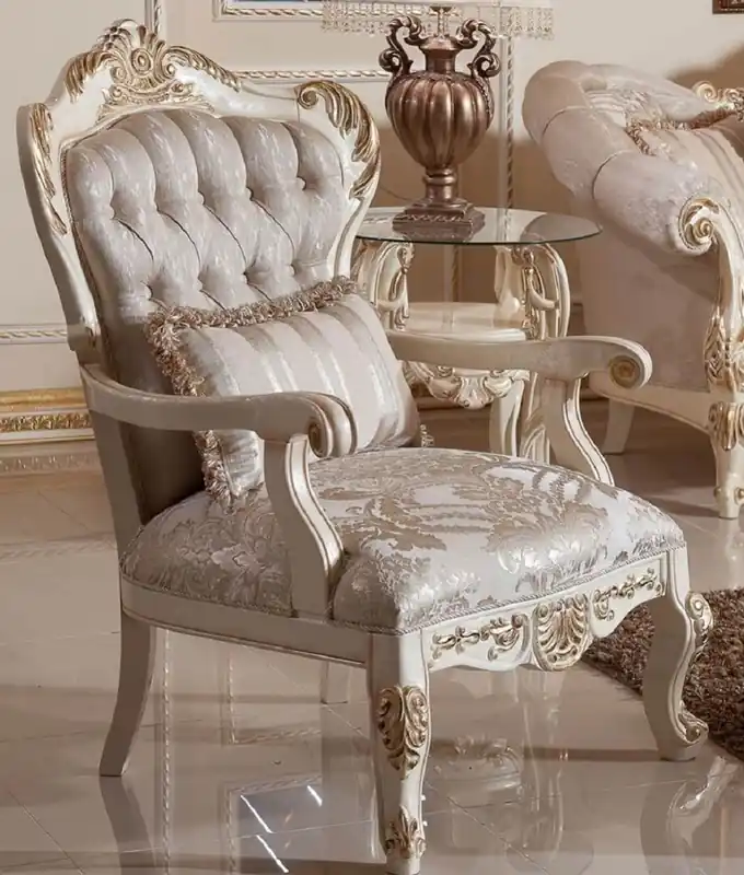Bestseller Casa Padrino fauteuil baroque de luxe gris / argent / blanc / or - Magnifique fauteuil de salon avec motif élégant - Mobilier de salon baroque