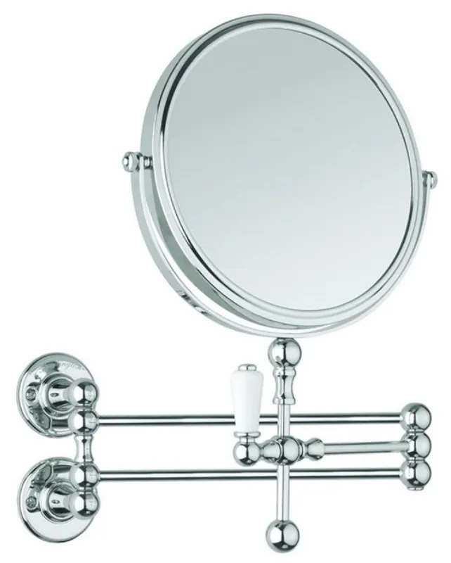 Casa Padrino miroir cosmétique Art Nouveau de luxe argent / blanc 13,7 x 39,4 x H. 29,3 cm - Miroir cosmétique mural orientable - Miroir de maquillage chromé - Accessoires de salle de bain Mega-Angebot