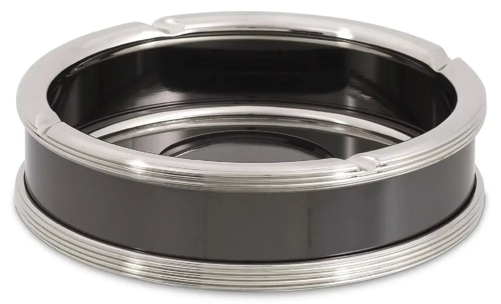 Casa Padrino cendrier de luxe argent / noir Ø 18 x H. 5 cm - Cendrier rond en laiton - Accessoires Déco - Qualité de Luxe Markenware