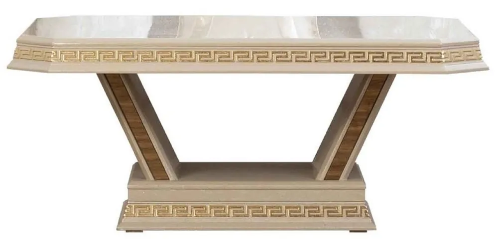 Echt Casa Padrino table basse Art Déco de luxe crème / or - Table de salon fait main en bois massif - Mobilier de Salon Art Déco