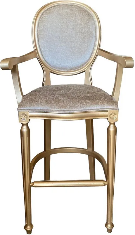 Casa Padrino chaise de bar baroque avec accoudoirs or / or - Tabouret de bar de style ancien en bois massif avec tissu en velours - Meubles de bar baroques fabriqués à la main Online Kaufen