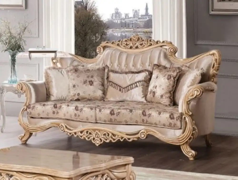 Preisreduziert Casa Padrino canapé baroque de luxe beige / marron / naturel - Magnifique canapé de salon avec motif élégant - Meuble Baroque - Noble & Magnifique