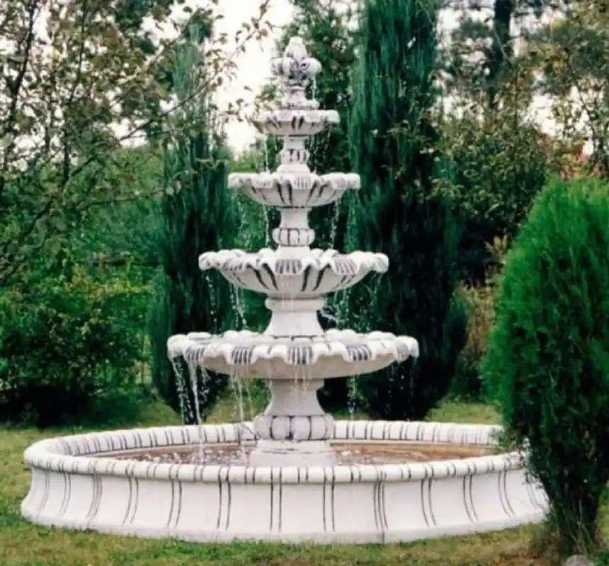 Casa Padrino fontaine de décoration de jardin baroque blanc / gris Ø 280 x H. 160 cm - Fontaine de jardin baroque - Fontaine avec bordure - Accessoires de décoration de jardin & terrasse baroque Solange Der Vorrat Reicht