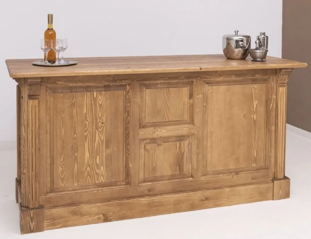 Casa Padrino comptoir de bar de style campagnard marron clair 191 x 68 x H. 95 cm - Table de bar en bois massif - Meuble bar en bois massif de style campagnard Knallerangebot