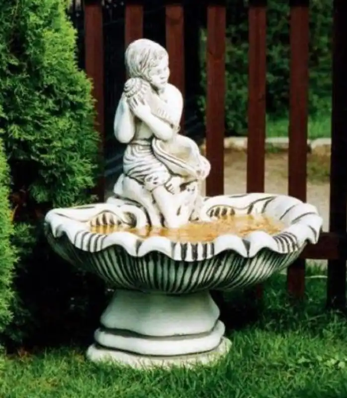 Casa Padrino fontaine Art Nouveau fille avec coquillage blanc / gris 75 x 70 x H. 87 cm - Magnifique Fontaine de Jardin - Fontaine de Décoration de Jardin - Accessoires de Décoration de Jardin Super-Preis