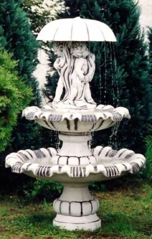 Casa Padrino fontaine Art Nouveau blanc / gris Ø 129 x H. 180 cm - Magnifique Fontaine de Décoration de Jardin - Accessoires de Décoration de Jardin Baroque & Art Nouveau Mega-Angebot