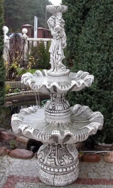 Casa Padrino fontaine Art Nouveau gris Ø 92 x H. 161 cm - Magnifique Fontaine de Décoration de Jardin - Accessoires de Décoration de Jardin Baroque & Art Nouveau Saisonangebot