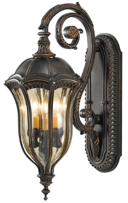 Casa Padrino applique murale d'extérieur baroque marron / bronze / or 24,1 x 35,6 x H. 57,8 cm - Lampe d'extérieur balcon jardin terrasse élégante - Éclairage extérieur de style baroque Meistverkauft
