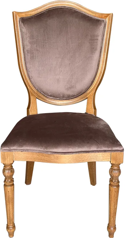 Casa Padrino chaise de salle à manger Art Déco de luxe marron / naturelle - Chaise élégante en bois massif avec tissu en velours fin - Mobilier de Salle à Manger Art Déco Geprüft