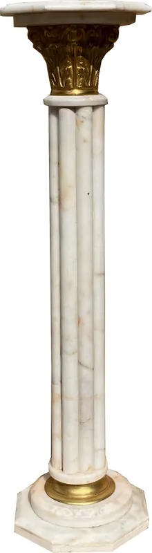 Casa Padrino pilier baroque blanc / or H. 113 cm - Colonne en marbre magnifique de style baroque - Accessoires de décoration baroque Abverkauf