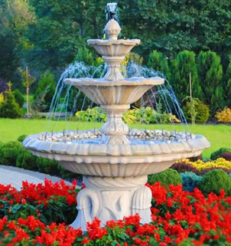 Casa Padrino fontaine Art Nouveau blanc Ø 155 x H. 180 cm - Magnifique Fontaine de Jardin - Fontaine de Décoration de Jardin - Accessoires de Décoration de Jardin Baroque & Art Nouveau Ausverkauf