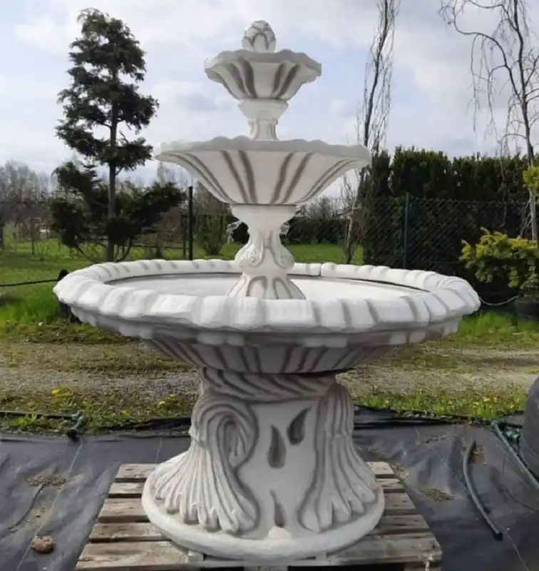 Abverkauf Casa Padrino fontaine Art Nouveau blanc / gris Ø 155 x H. 180 cm - Magnifique Fontaine de Jardin - Fontaine de Décoration de Jardin - Accessoires de Décoration de Jardin Baroque & Art Nouveau