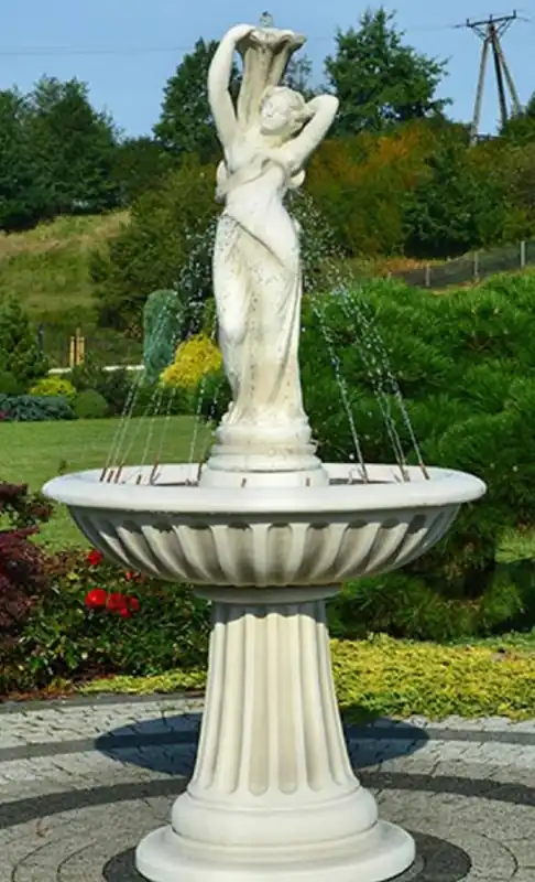 Highlight Casa Padrino fontaine Art Nouveau blanc / gris Ø 92 x H. 182 cm - Magnifique Fontaine de Jardin - Fontaine de Décoration de Jardin - Accessoires de Décoration de Jardin Baroque & Art Nouveau
