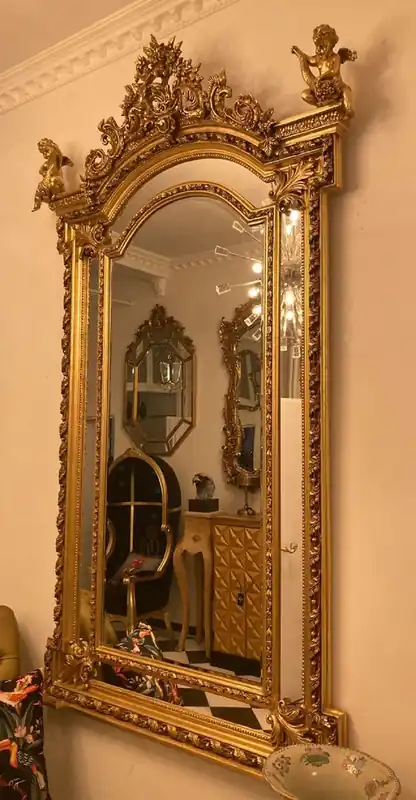 Casa Padrino miroir baroque or - Miroir mural de style antique fait main avec figures d'ange décoratives - Miroir de salon - Miroir d'armoire - Magnifique meuble baroque Preisknaller