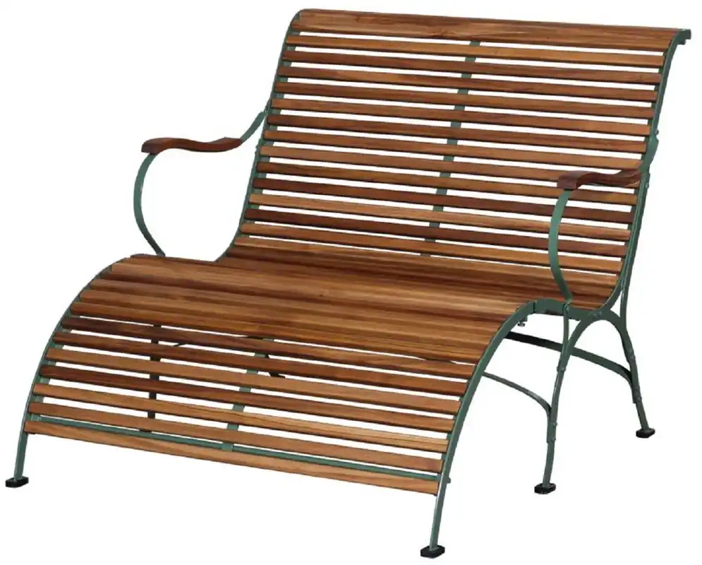 Casa Padrino banc de jardin Art Nouveau de luxe marron / vert 107 x 150 x H. 91 cm - Banc de jardin & terrasse avec accoudoirs et repose-pieds - Mobilier de Jardin & Terrasse Art Nouveau Top-Seller