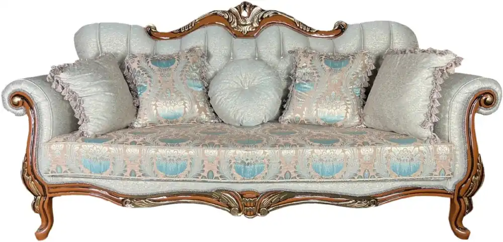 Casa Padrino canapé baroque de luxe vert clair / marron / or - Magnifique canapé de salon avec motif élégant - Meuble de salon baroque Finale Aktion