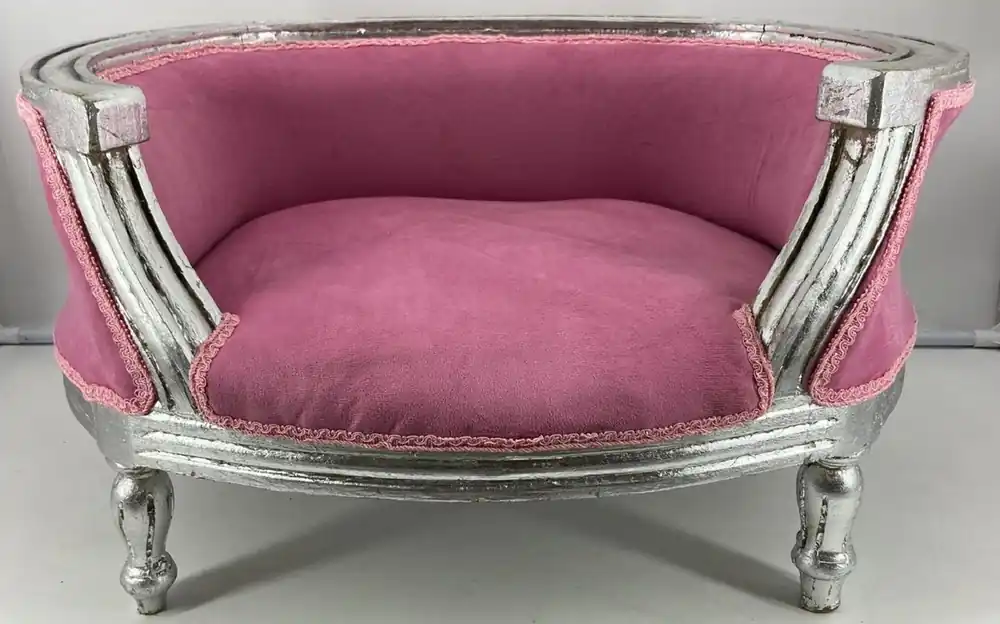 Mega-Angebot Casa Padrino lit pour chien baroque rose / argent - Mobilier baroque pour chien - Mobilier baroque pour animaux de compagnie - Magnifique meuble animalier de style baroque
