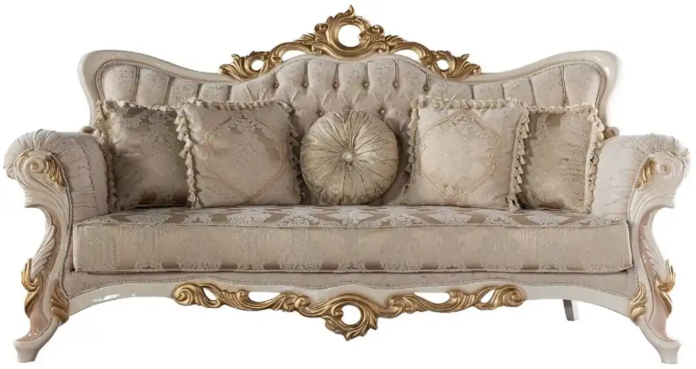 Angebot Casa Padrino canapé baroque de luxe gris / cuivre / blanc / beige / or - Magnifique canapé de salon avec motif - Meuble de Salon Baroque - Noble & Magnifique