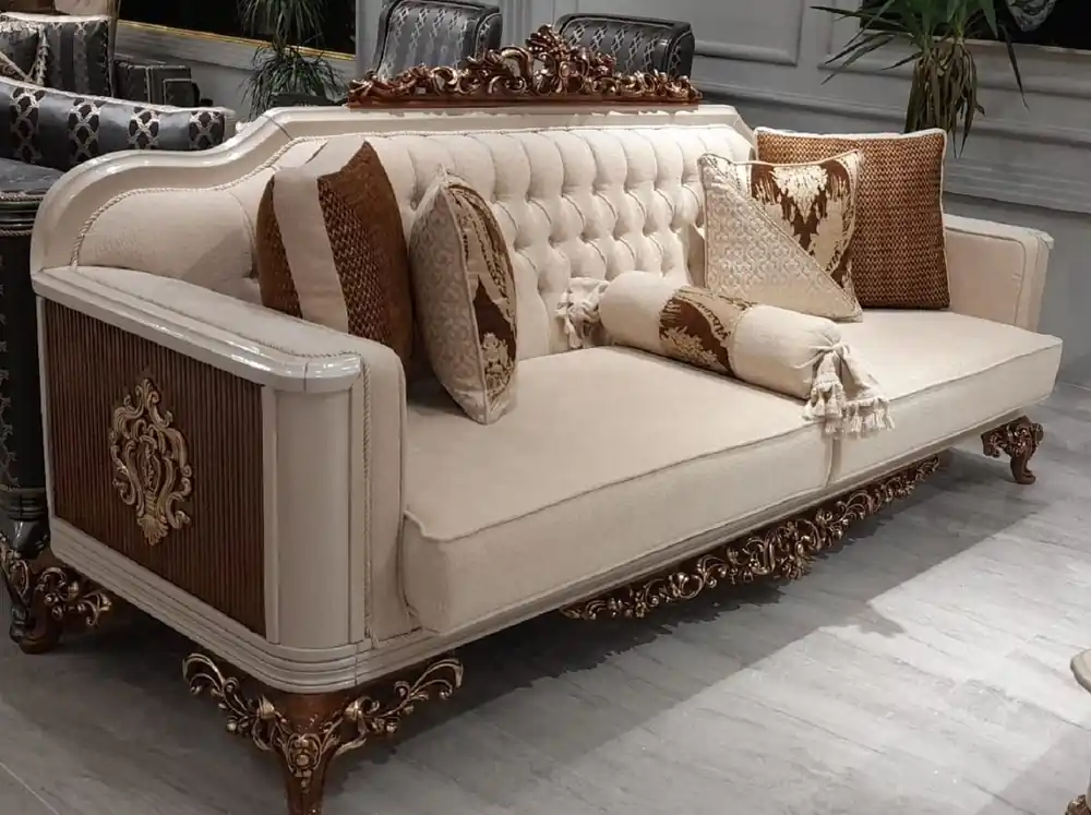 Casa Padrino canapé baroque de luxe beige / gris / marron / or - Magnifique canapé de salon - Meuble de Salon Baroque - Noble & Magnifique Jetzt Kaufen