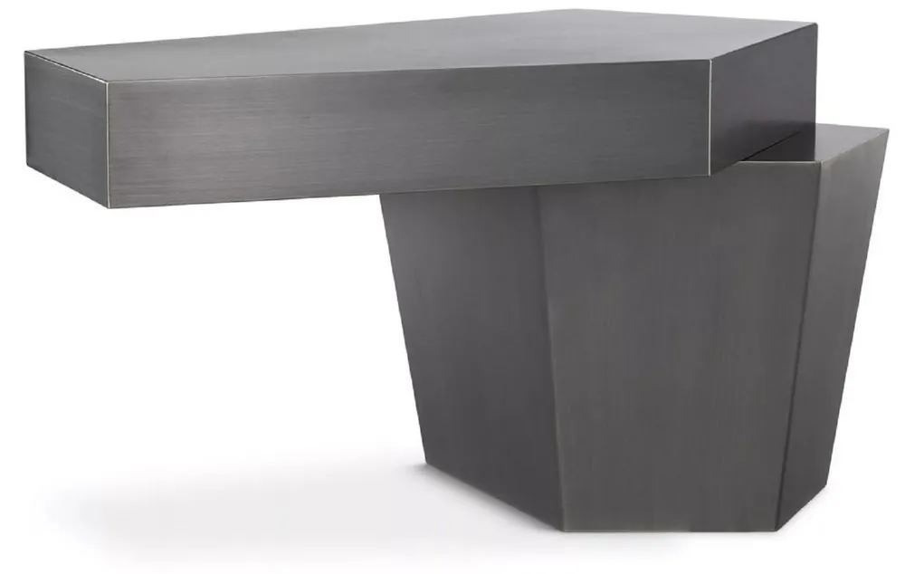 Schnäppchen Casa Padrino table basse design gris 82 x 52 x H. 45 cm - Table de salon avec finition brossée - Meuble de Salon - Qualité de Luxe