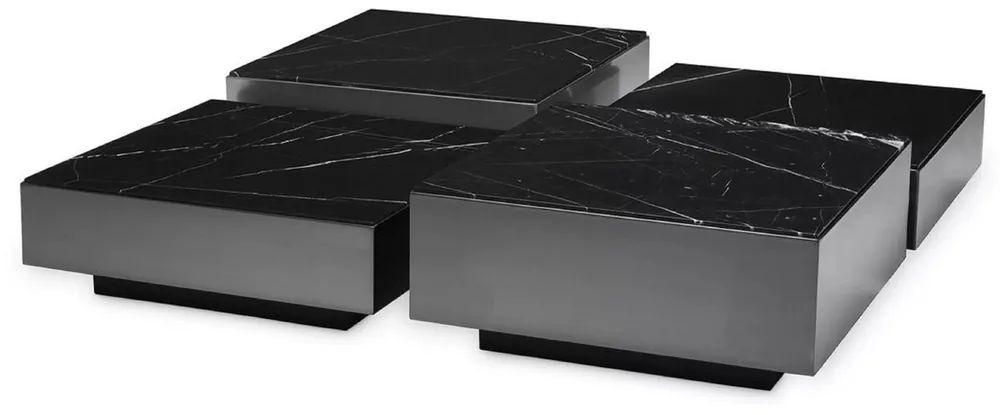 Wochenendangebot Casa Padrino ensemble de table basse de luxe en acier inoxydable avec plateaux de table en marbre bronze / noir - Meubles de salon - Meubles de luxe - Collection de luxe