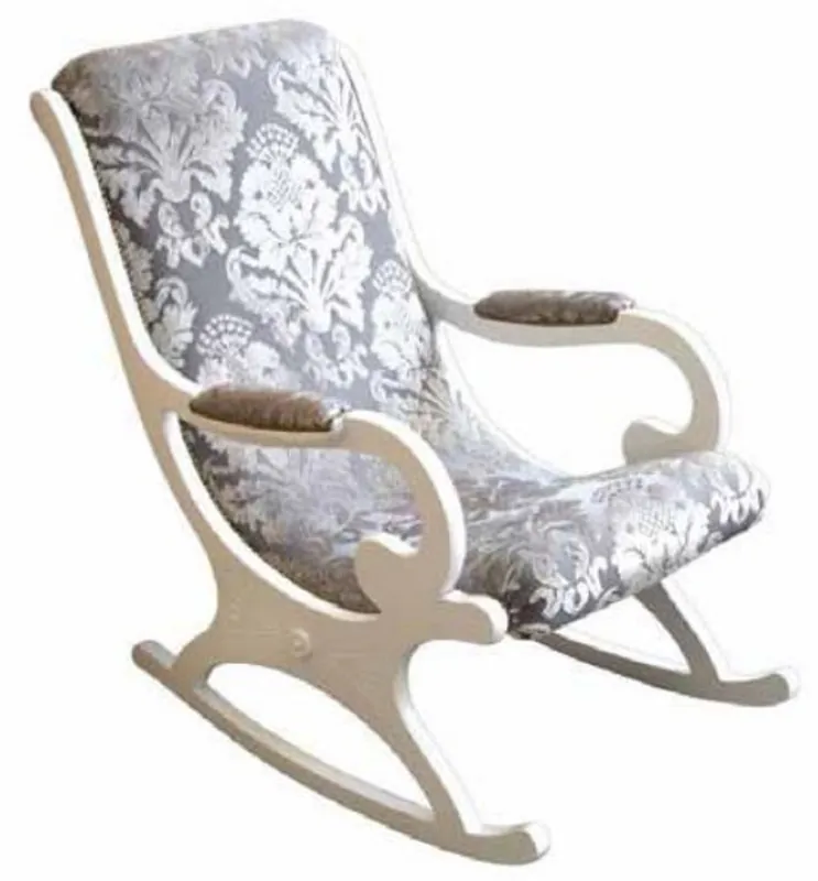Casa Padrino fauteuil à bascule Art Nouveau de luxe argent / gris / blanc - Chaise à bascule fait main avec accoudoirs - Mobilier de Salon et de Bureau Art Nouveau - Fabriqué en Italie Bestseller