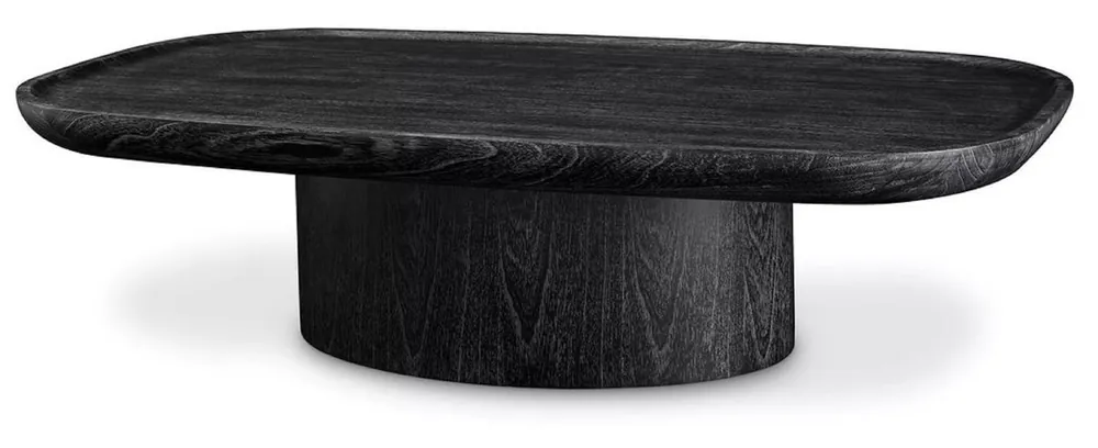Top-Preis Casa Padrino table basse de luxe noir gris 140 x 79,5 x H. 35 cm - Table de salon en bois massif - Mobilier de salon en bois massif - Qualité de Luxe
