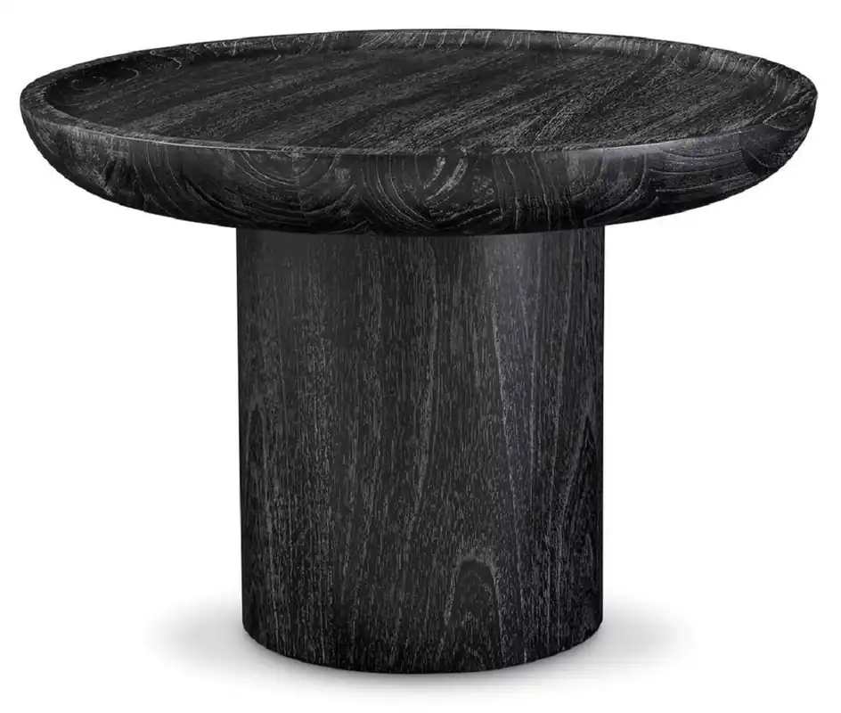 Casa Padrino table d'appoint de luxe noir gris Ø 64,5 x H. 46 cm - Table ronde en bois massif - Mobilier de salon en bois massif - Qualité de Luxe Günstig