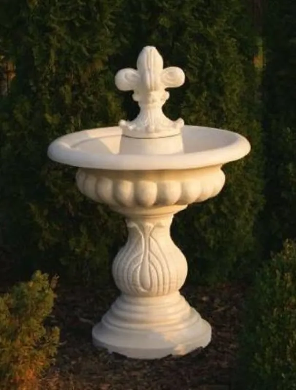 Günstig Casa Padrino bain d'oiseaux baroque fontaine avec lys blanc Ø 79 x H. 120 cm - Bain d'oiseaux rond en pierre déco de jardin - Accessoires de décoration jardin & terrasse