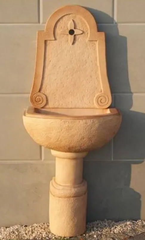 Heißes Angebot Casa Padrino fontaine murale Art Nouveau beige 61 x 36 x H. 148 cm - Elégante fontaine de jardin - Fontaine en pierre de décoration de jardin - Accessoires de Jardin Art Nouveau