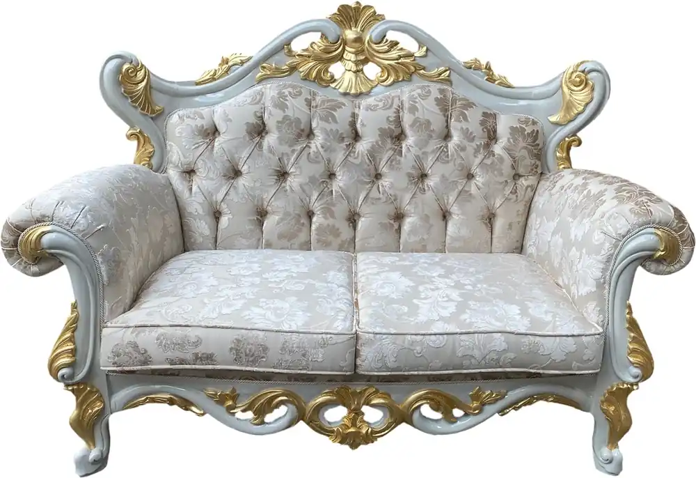 Letzte Chance Pompöös by Casa Padrino canapé baroque de luxe 2 places motif bouquet crème / blanc / or - Canapé baroque Pompöös conçu par Harald Glööckler