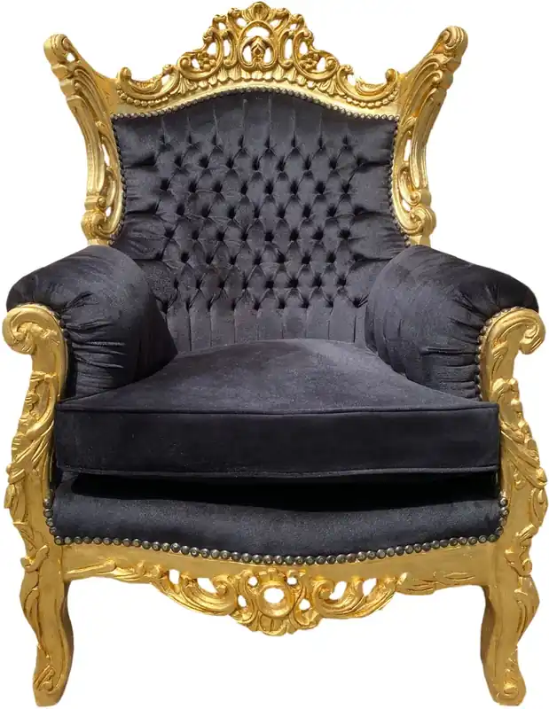Fauteuil baroque Casa Padrino Al Capone noir et or Angebot