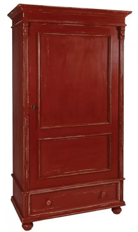 Casa Padrino garde-robe de style campagnard rouge antique 103 x 54 x H. 188 cm - Armoire de chambre en bois massif Shabby Chic avec porte et tiroir - Mobilier de Chambre de Style Campagnard Rabatt