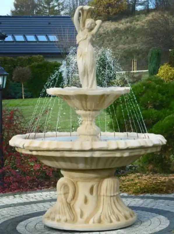 Casa Padrino fontaine Art Nouveau femme avec vase sable Ø 155 x H. 182 cm - Magnifique Fontaine de Jardin - Fontaine de Jardin - Accessoires de Décoration de Jardin Baroque & Art Nouveau Expressversand
