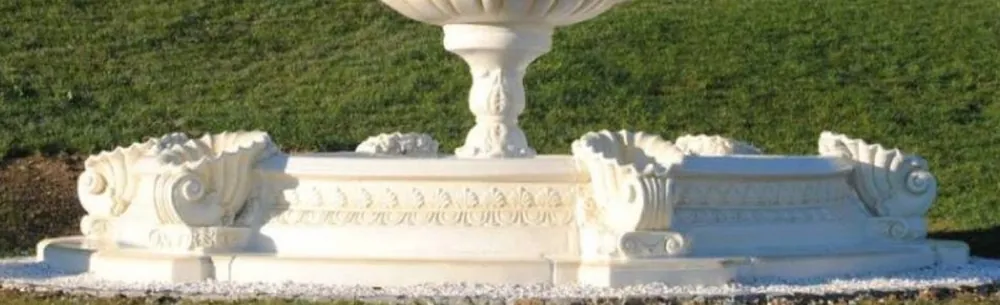 Casa Padrino bordure fontaine baroque blanc Ø 445 x H. 48 cm - Bordure fontaine de jardin ronde - Magnifique décoration de jardin de style baroque Preiswert