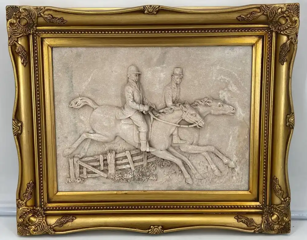 Nur Heute Casa Padrino relief mural baroque gris / or 55 x H. 44,5 cm - Décoration murale de style antique relief en pierre avec cadre magnifique - Accessoires de décoration de style baroque