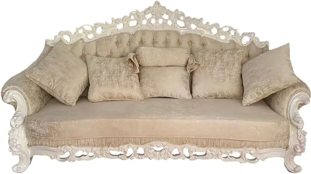 Angebot Casa Padrino canapé baroque de luxe Blanc crème - Canapé de salon magnifique avec coussins décoratifs - Mobilier Baroque