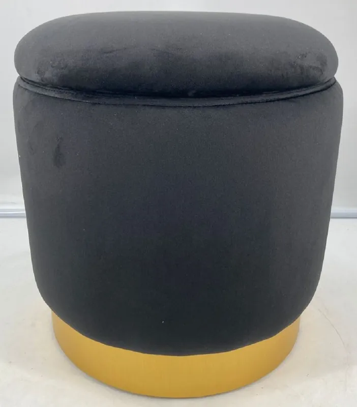 Aktuell Casa Padrino tabouret de luxe gris / or Ø 41 x H. 43 cm - Tabouret rond en velours avec couvercle et rangements - Mobilier de Salon